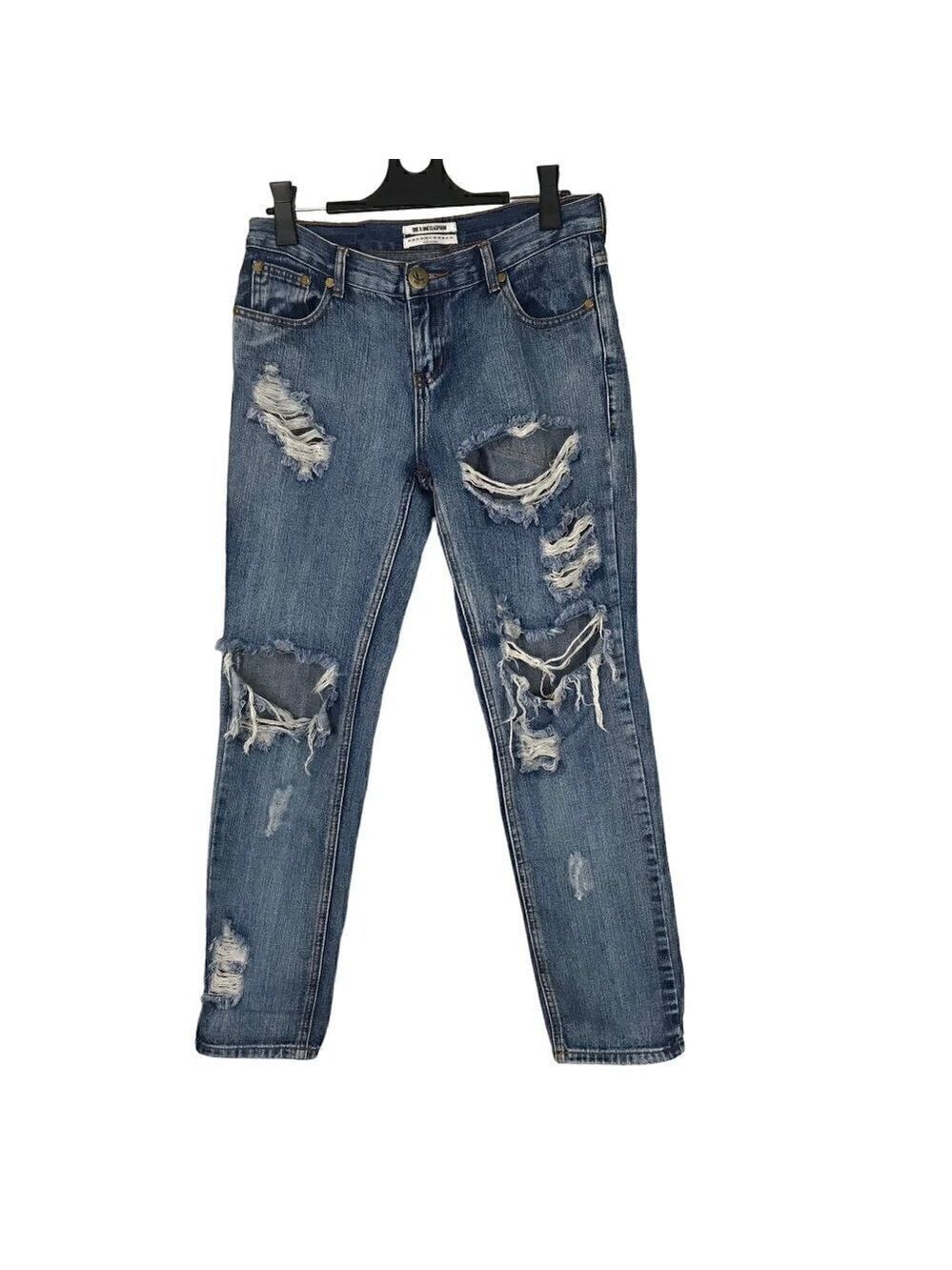 ONE BY ONETEASPOON AWESOME  BAGGY MID-RISE DISTRESSED TAPERED JEANS Size 26